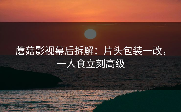 蘑菇影视幕后拆解：片头包装一改，一人食立刻高级