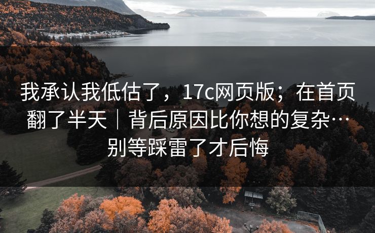 我承认我低估了，17c网页版；在首页翻了半天｜背后原因比你想的复杂…别等踩雷了才后悔
